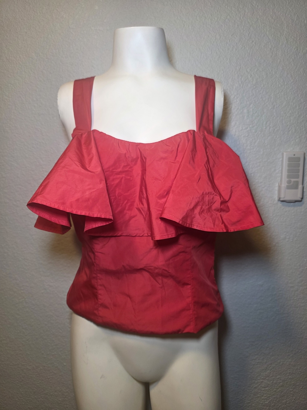 Anthropologie Coral Red Ruffle Tank Top